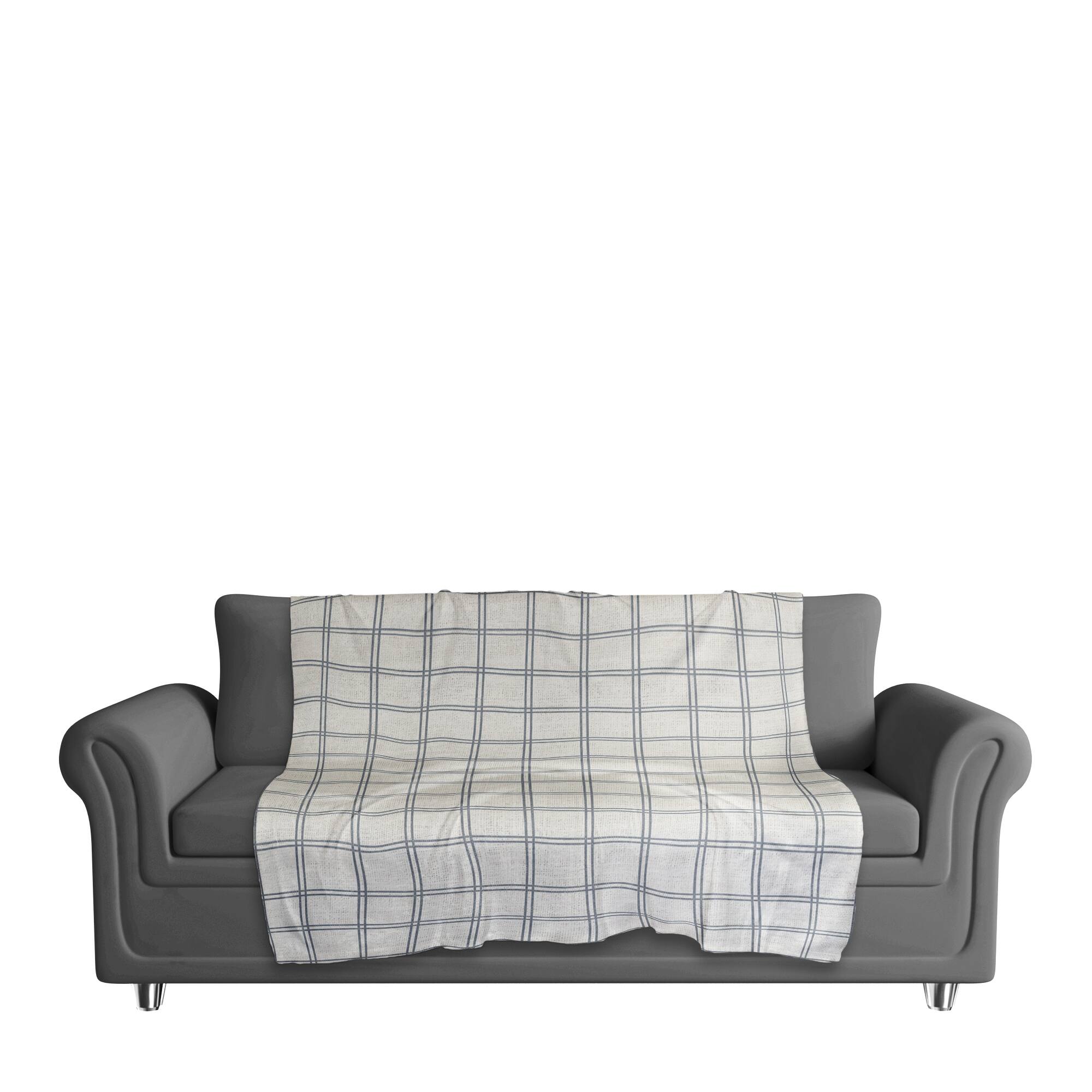 Slate Windowpane Sherpa Fleece Blanket